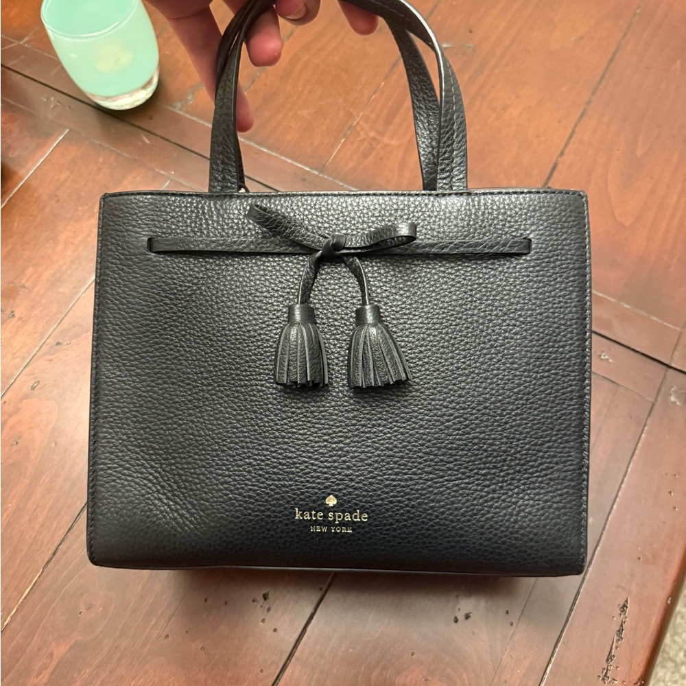 Kate Spade Black Leather Satchel with Tassels USED